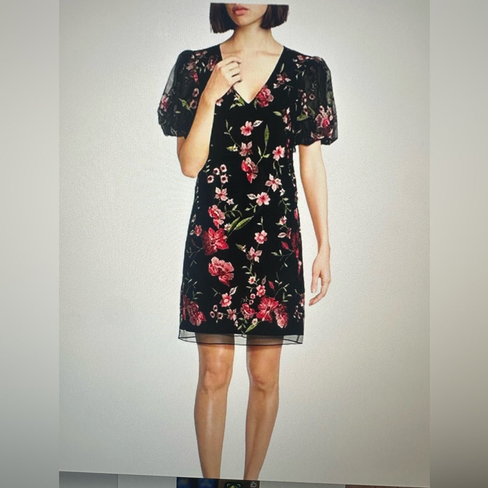 Jessica Howard Black Dress with Pink Floral Design